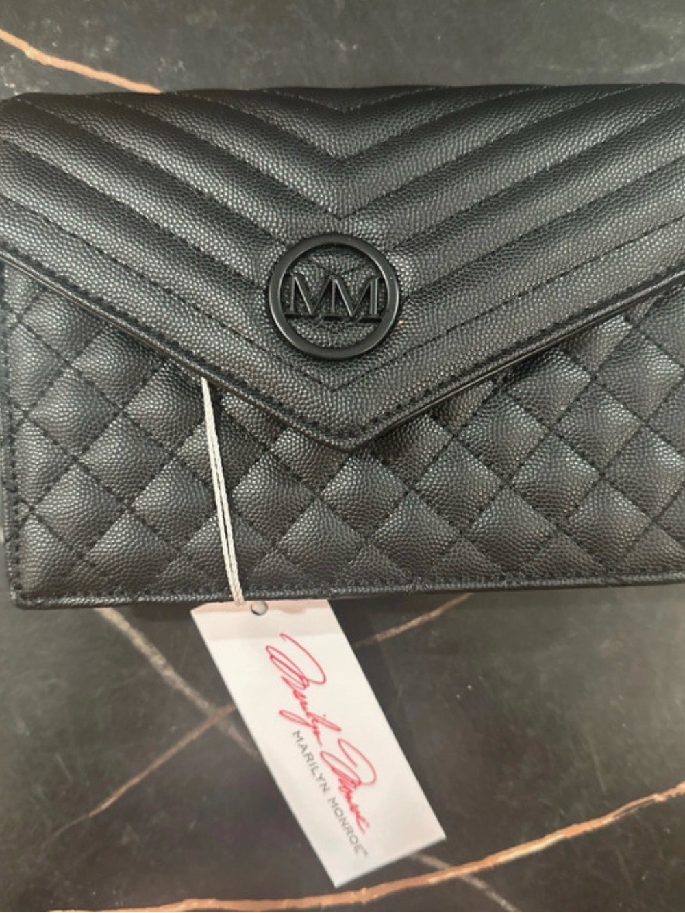 Marilyn Monroe Black Quilted Envelope Clutch